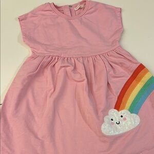 Pink Dress with Rainbow and Cloud Design